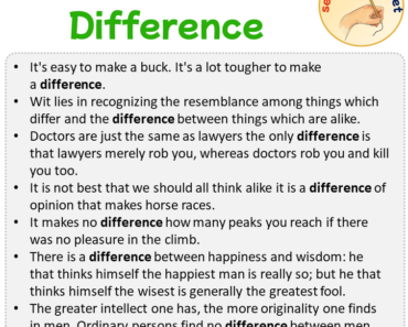 Sentences with Difference, Sentences about Difference in English