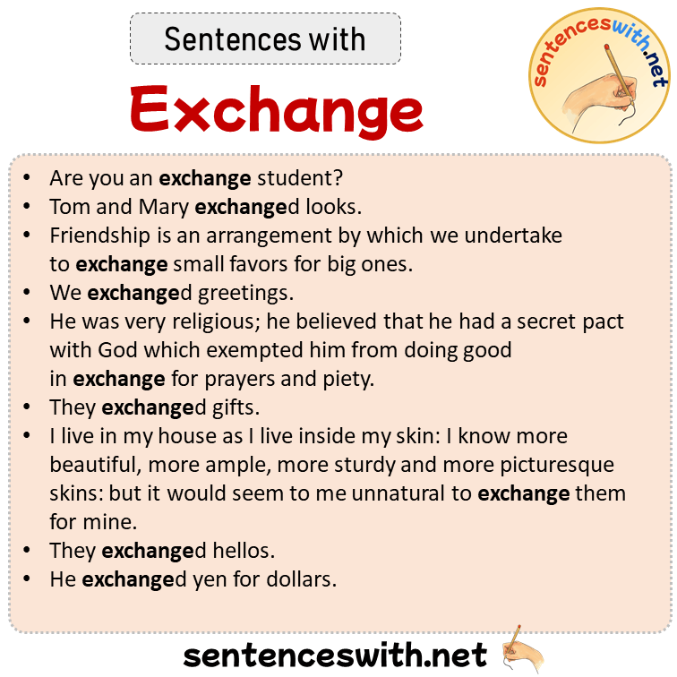 Sentences with Exchange, Sentences about Exchange in English