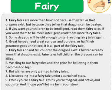 Sentences with Fairy, Sentences about Fairy in English