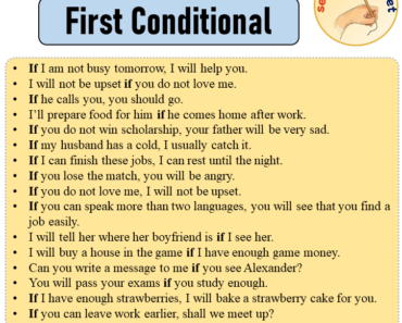 Sentences with First Conditional, Sentences about First Conditional in English