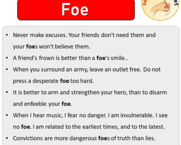 Sentences with Foe, Sentences about Foe in English