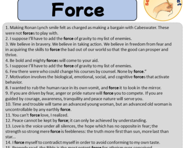 Sentences with Force, Sentences about Force in English