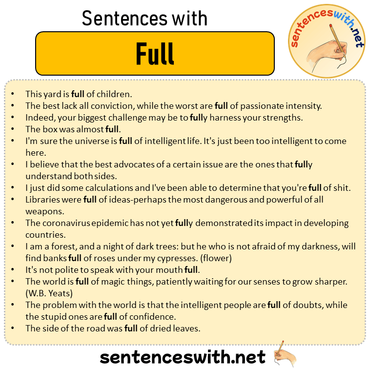 Sentences with Full, Sentences about Full in English