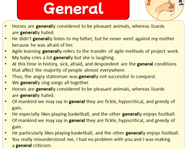Sentences with General, Sentences about General in English