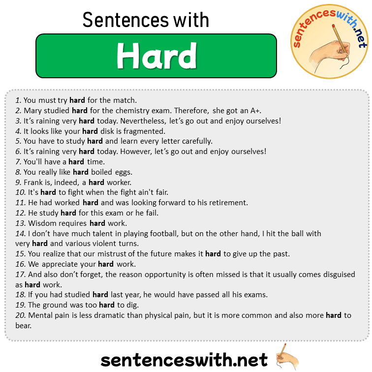 Sentences with Hard, 200 Sentences about Hard in English