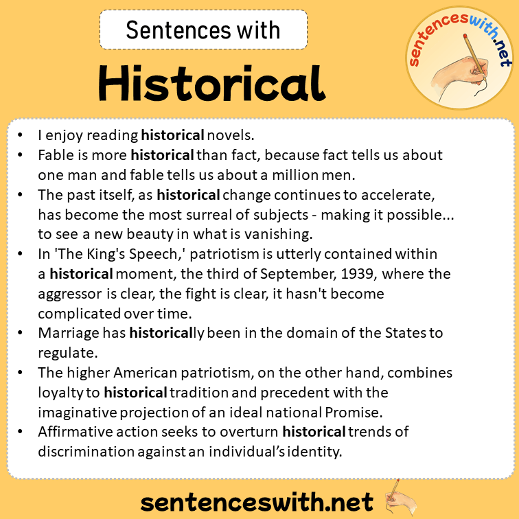 Sentences with Historical, Sentences about Historical in English