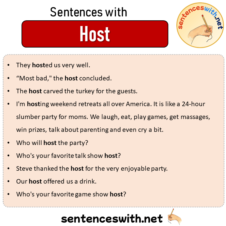 Sentences with Host, Sentences about Host in English