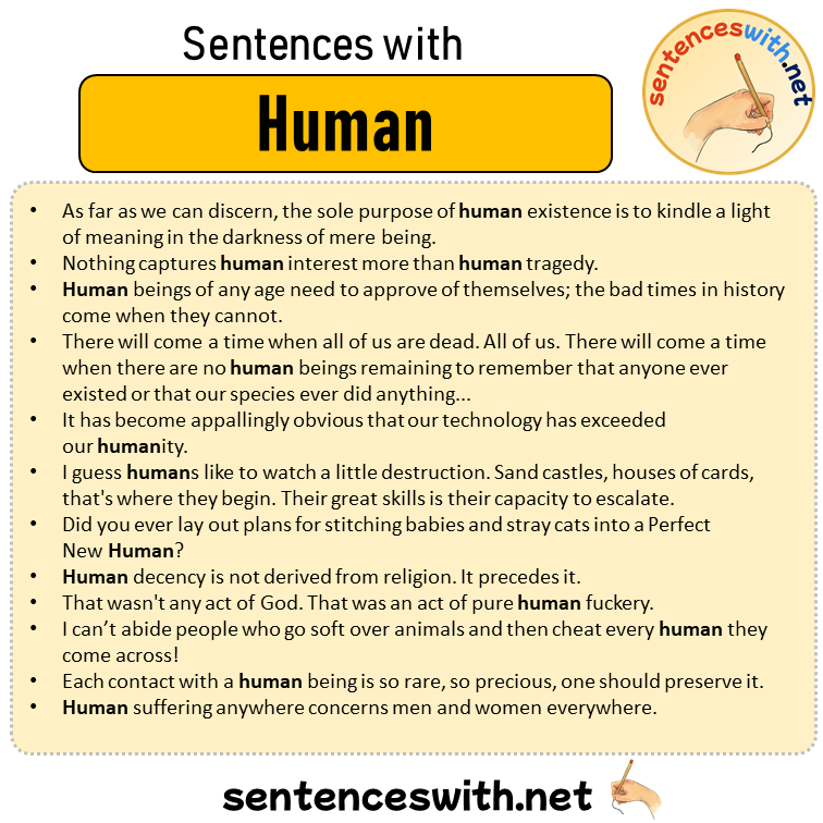 Sentences with Human, Sentences about Human in English
