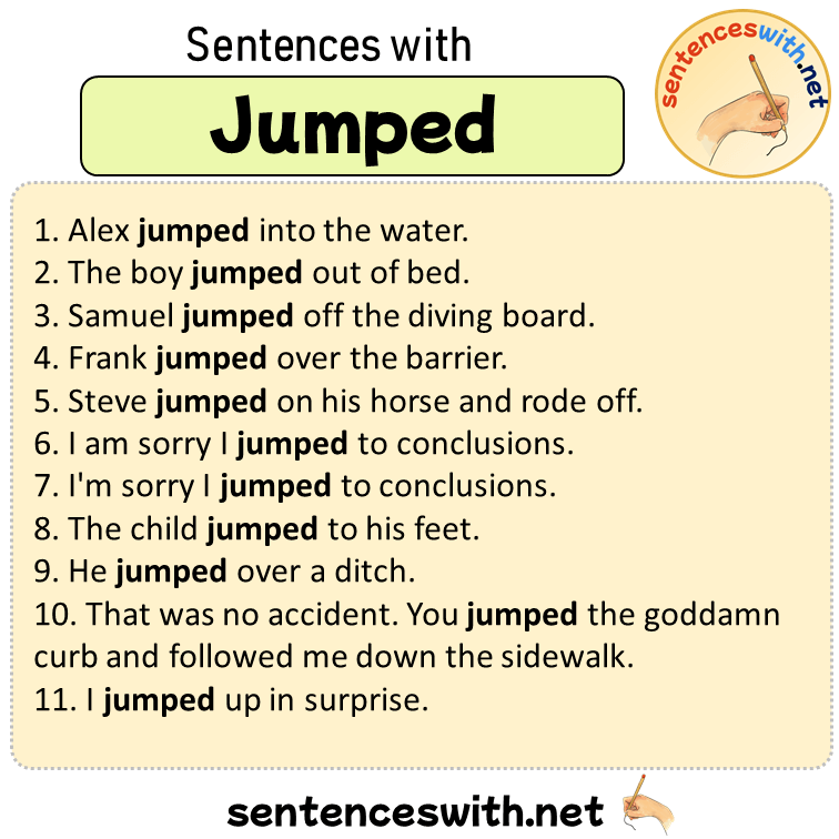 Sentences with Jumped, Sentences about Jumped in English