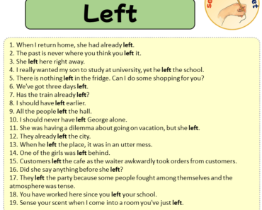 Sentences with Left, Sentences about Left in English