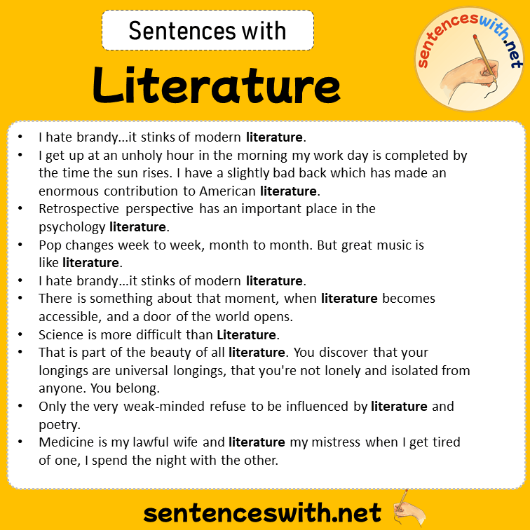 Sentences with Literature, Sentences about Literature in English