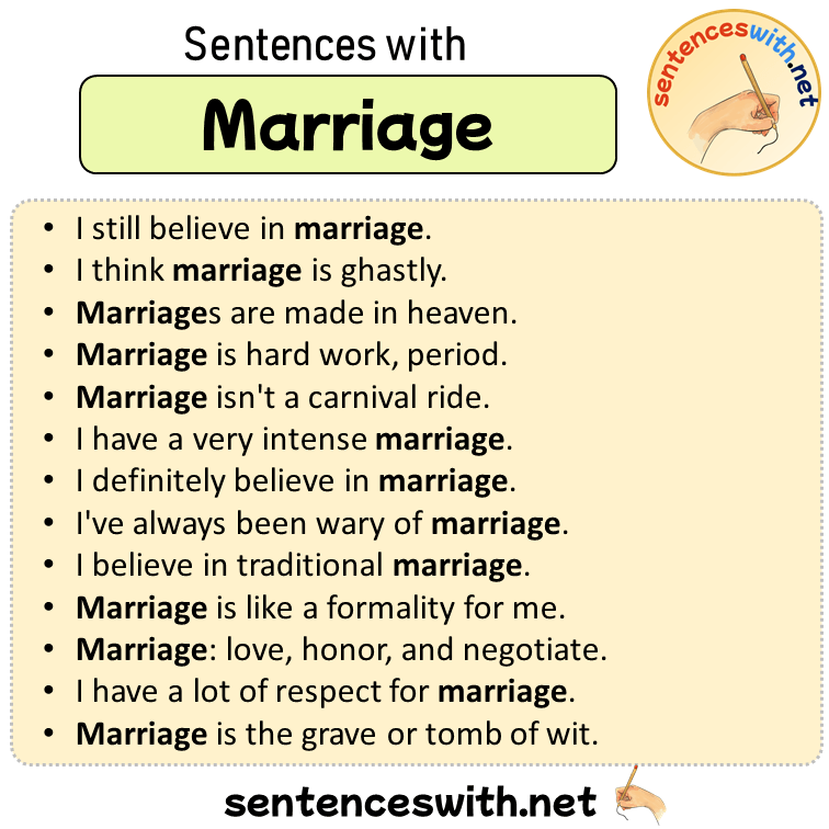 Sentences with Marriage, Sentences about Marriage in English