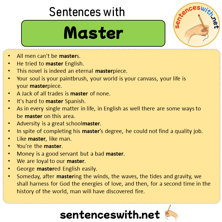 Sentences with Master, Sentences about Master in English