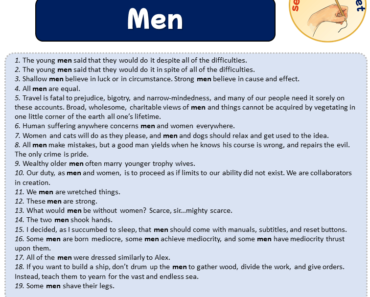 Sentences with Men, 40 Sentences about Men in English