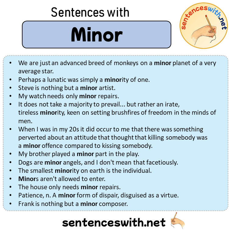 Sentences with Minor, Sentences about Minor in English
