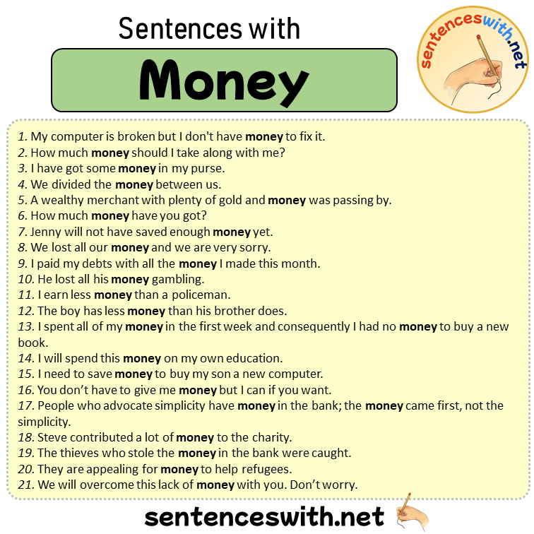 Sentences with Money, 100 Sentences about Money in English