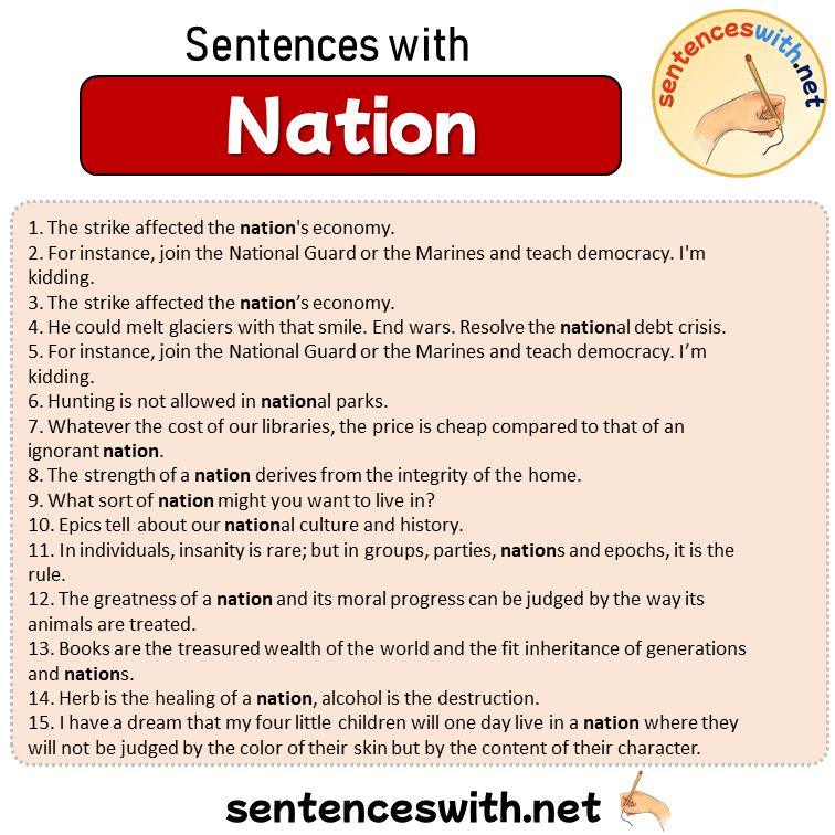Sentences with Nation, Sentences about Nation in English