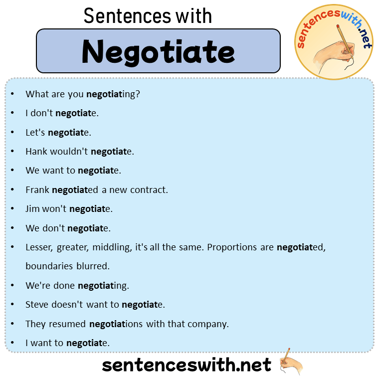Sentences with Negotiate, Sentences about Negotiate in English