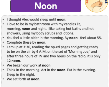 Sentences with Noon, Sentences about Noon in English