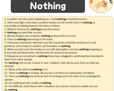 Sentences with Nothing, Sentences about Nothing in English