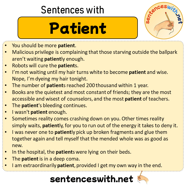 Sentences with Patient, Sentences about Patient in English