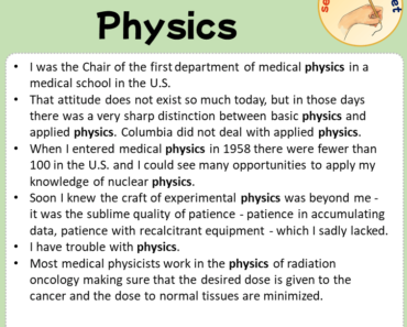 Sentences with Physics, Sentences about Physics in English