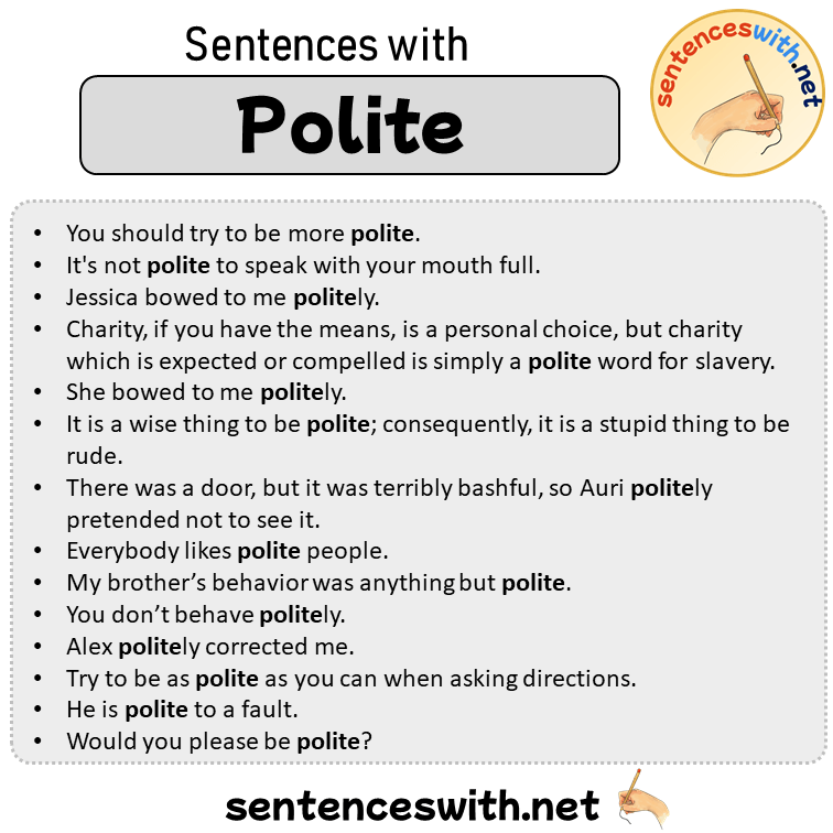 Sentences with Polite, Sentences about Polite in English