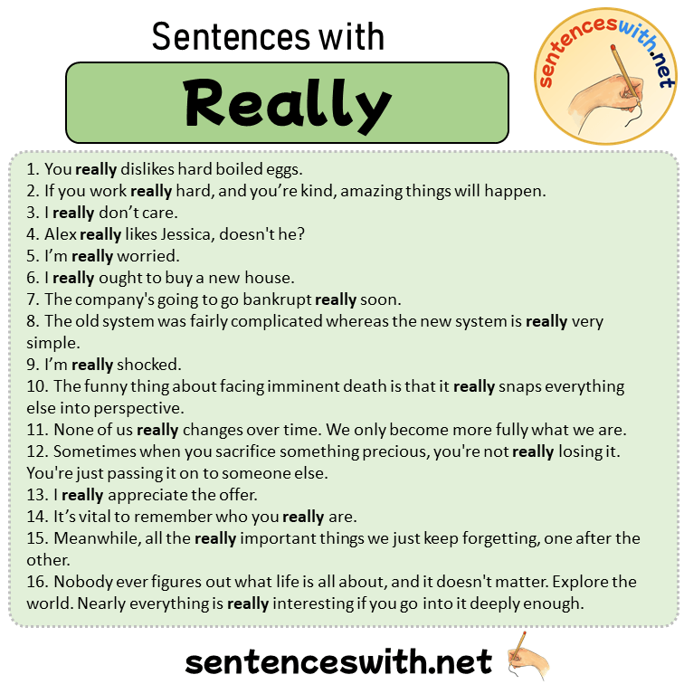 Sentences with Really, Sentences about Really in English