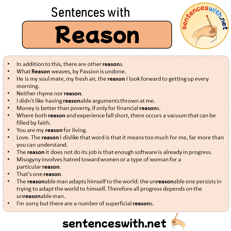 Sentences with Reason, Sentences about Reason in English