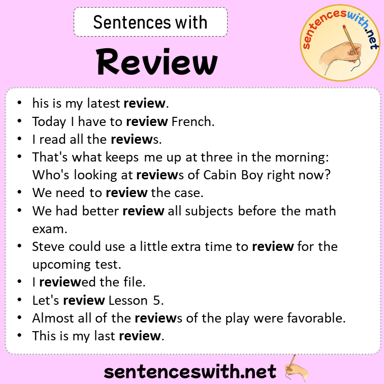 Sentences with Review, Sentences about Review in English