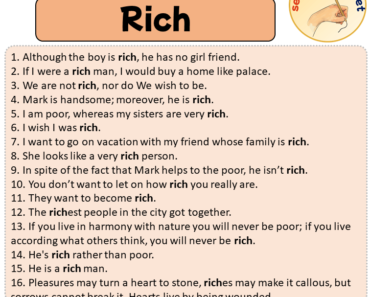 Sentences with Rich, Sentences about Rich in English