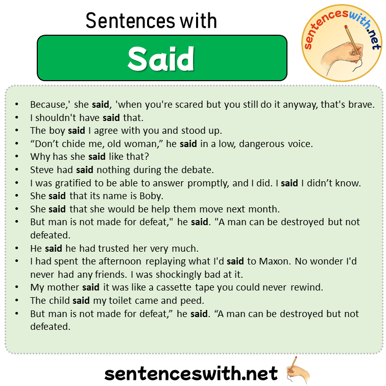 Sentences with Said, Sentences about Said in English