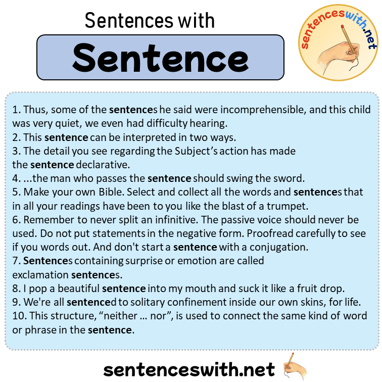 Sentences with Sentence, Sentences about Sentence in English