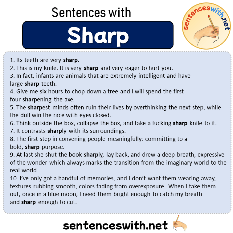 Sentences with Sharp, Sentences about Sharp in English