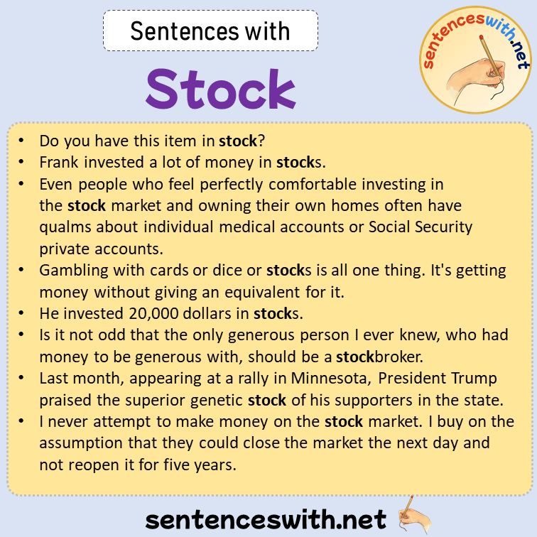 Sentences with Stock, Sentences about Stock in English