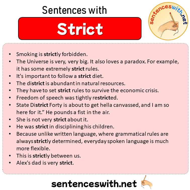 Sentences with Strict, Sentences about Strict in English