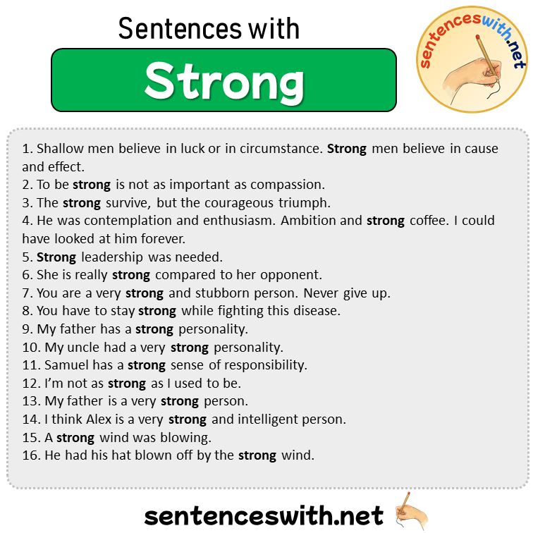 Sentences with Strong, Sentences about Strong in English