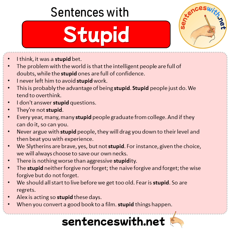 Sentences with Stupid, Sentences about Stupid in English