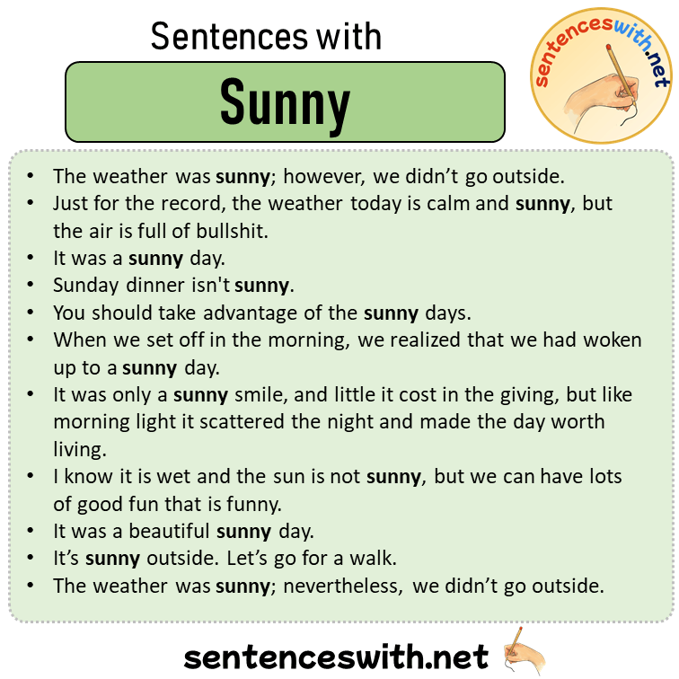 Sentences with Sunny, Sentences about Sunny in English