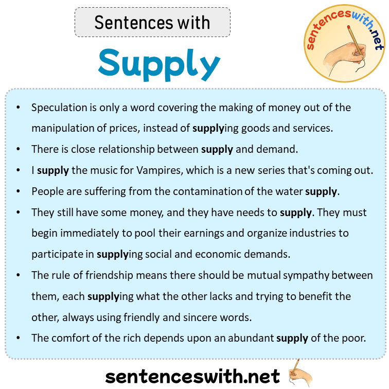 Sentences with Supply, Sentences about Supply in English