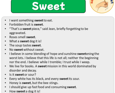 Sentences with Sweet, Sentences about Sweet in English