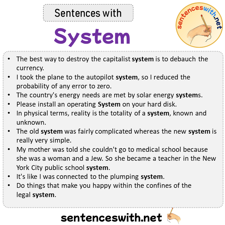 Sentences with System, Sentences about System in English