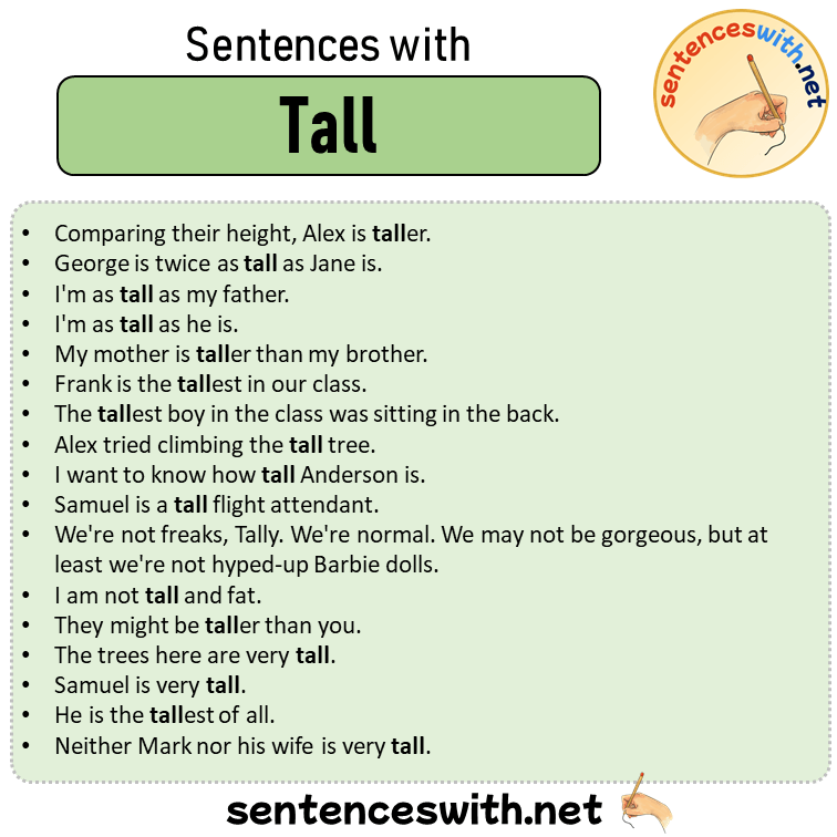 Sentences with Tall, Sentences about Tall in English