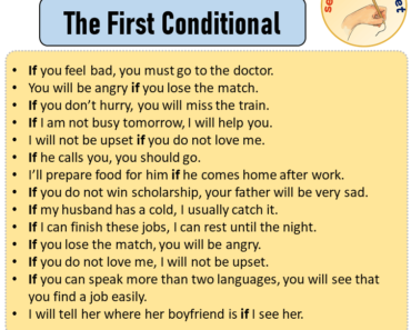Sentences with The First Conditional, Sentences about The First Conditional in English