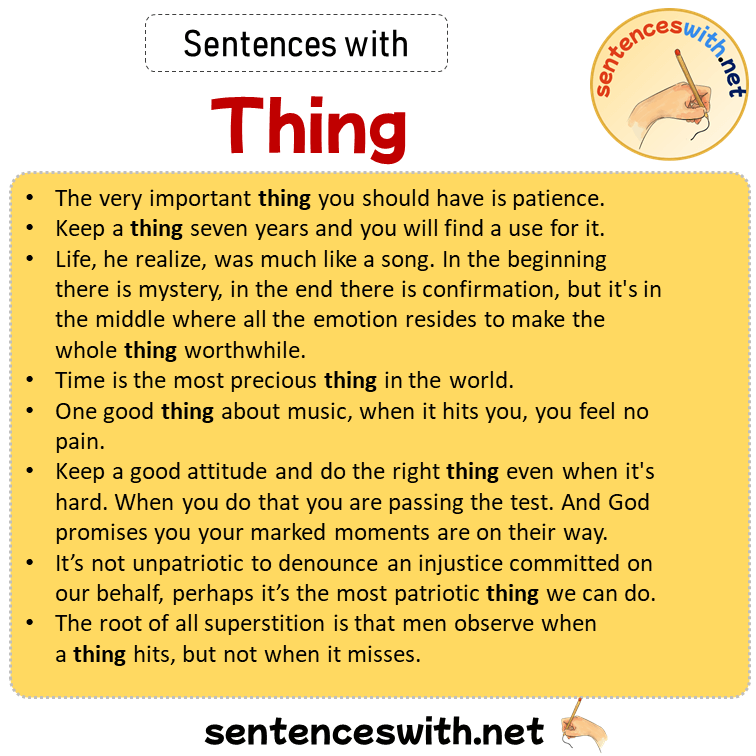 Sentences with Thing, Sentences about Thing in English