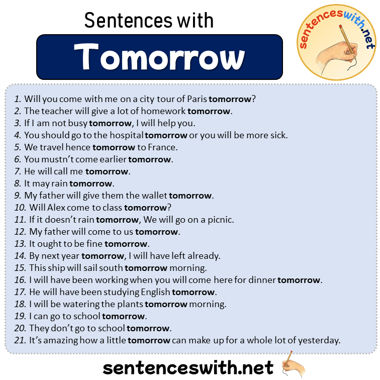 Sentences with Tomorrow, 60 Sentences about Tomorrow in English