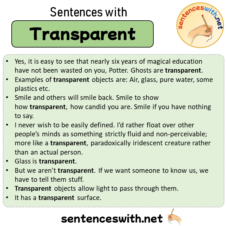 Sentences with Transparent, Sentences about Transparent in English