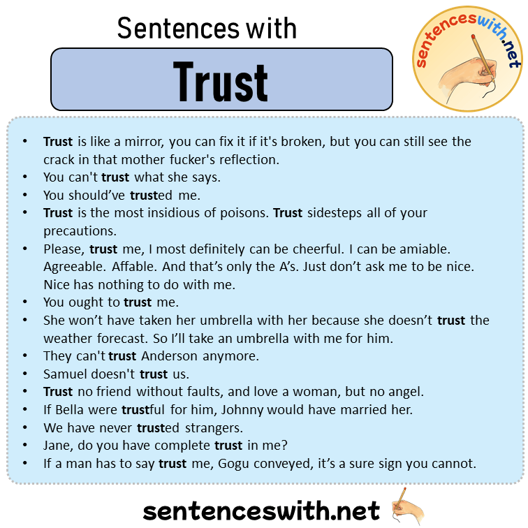 Sentences with Trust, Sentences about Trust in English
