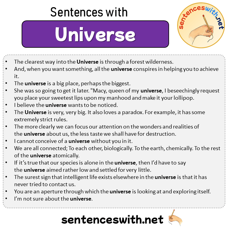 Sentences with Universe, Sentences about Universe in English