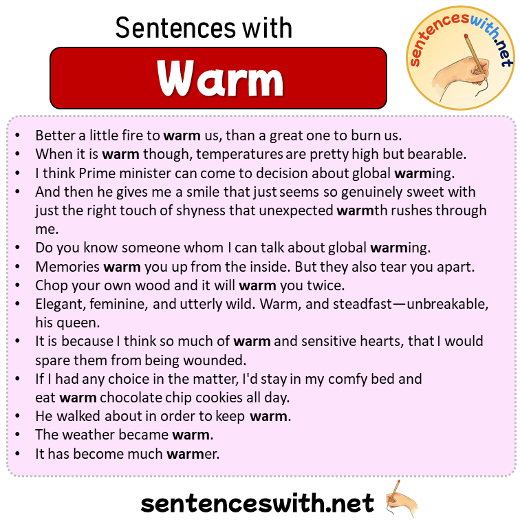 Sentences with Warm, Sentences about Warm in English